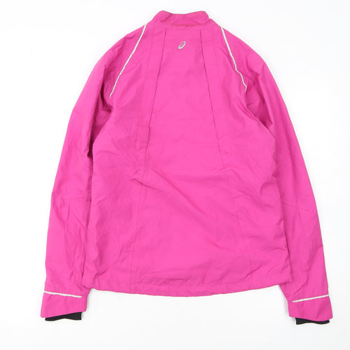 Asics Womens Pink Windbreaker Jacket S Lightweight Running Reflective