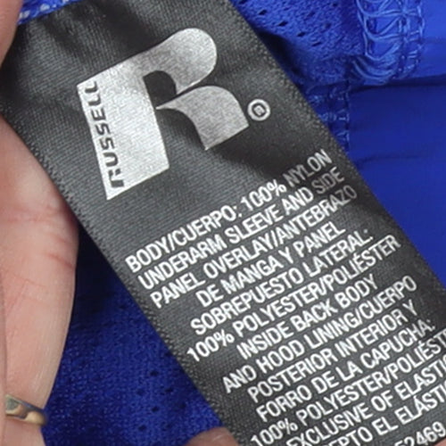 Russell Girls Blue Lightweight Hooded Windbreaker Jacket Size 18