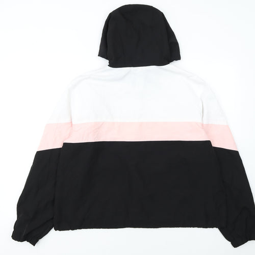 Angel Kiss Women's Black Pink White Hooded Windbreaker Jacket L