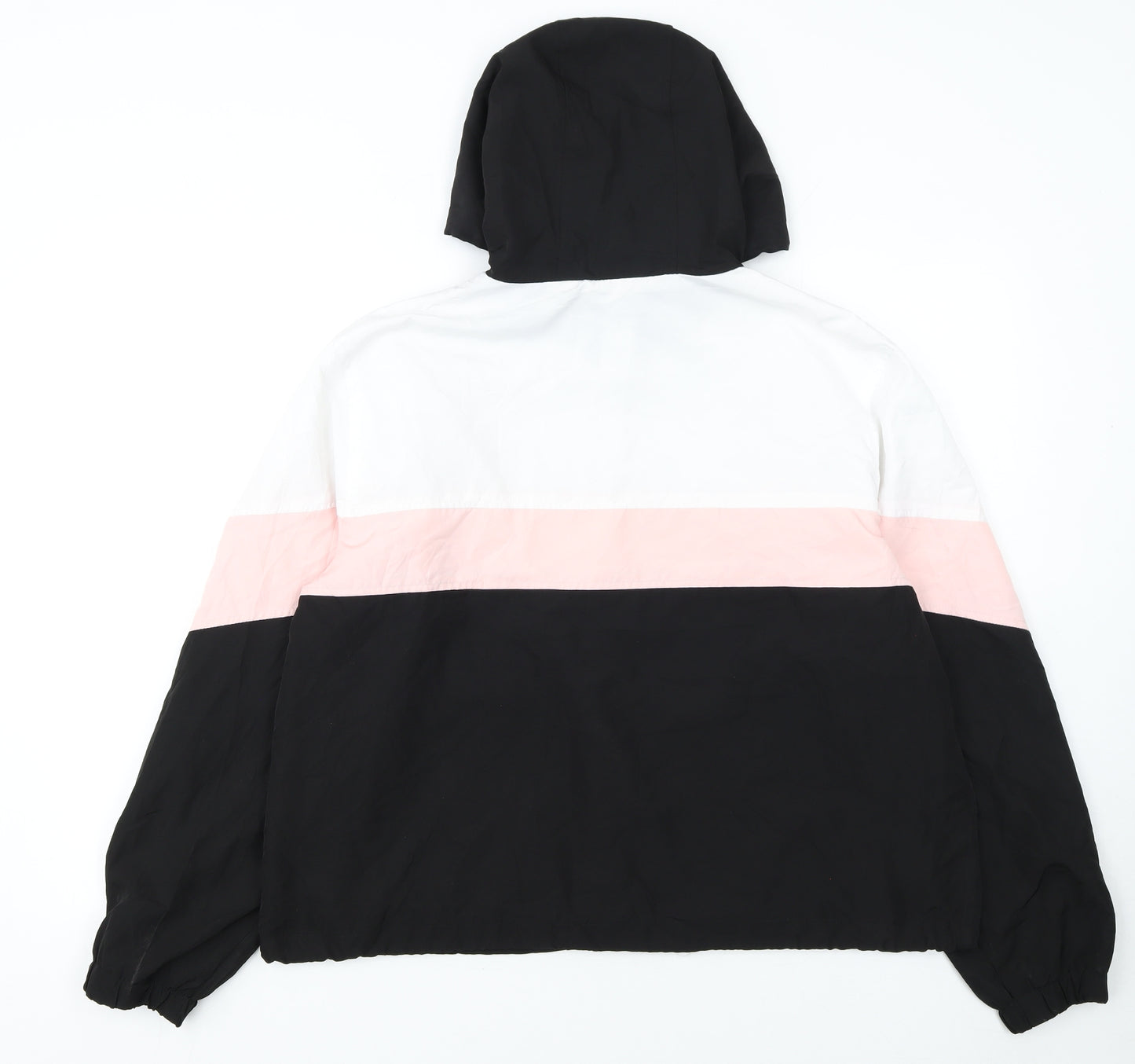 Angel Kiss Women's Black Pink White Hooded Windbreaker Jacket L
