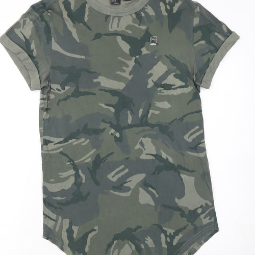 G-Star RAW Women's Green Camouflage T-Shirt XS Short Sleeve