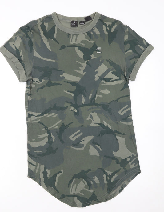 G-Star RAW Women's Green Camouflage T-Shirt XS Short Sleeve