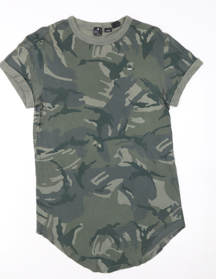 G-Star RAW Women's Green Camouflage T-Shirt XS Short Sleeve