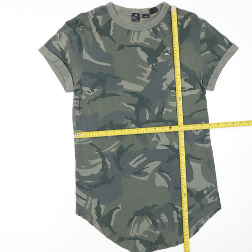 G-Star RAW Women's Green Camouflage T-Shirt XS Short Sleeve