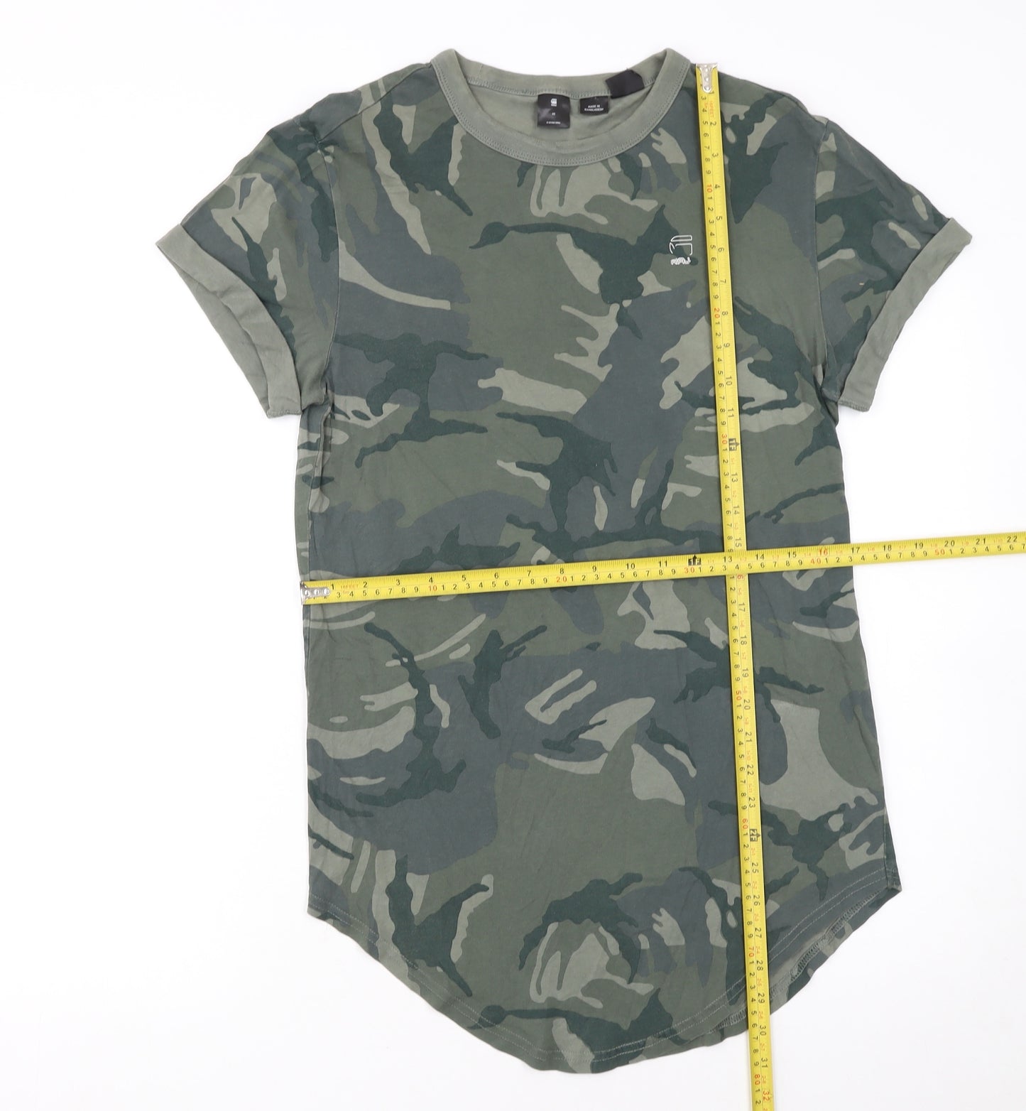 G-Star RAW Women's Green Camouflage T-Shirt XS Short Sleeve