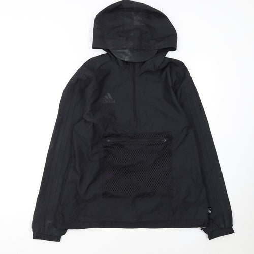 Adidas Womens Black Size 12 Windbreaker Hooded Active Jacket