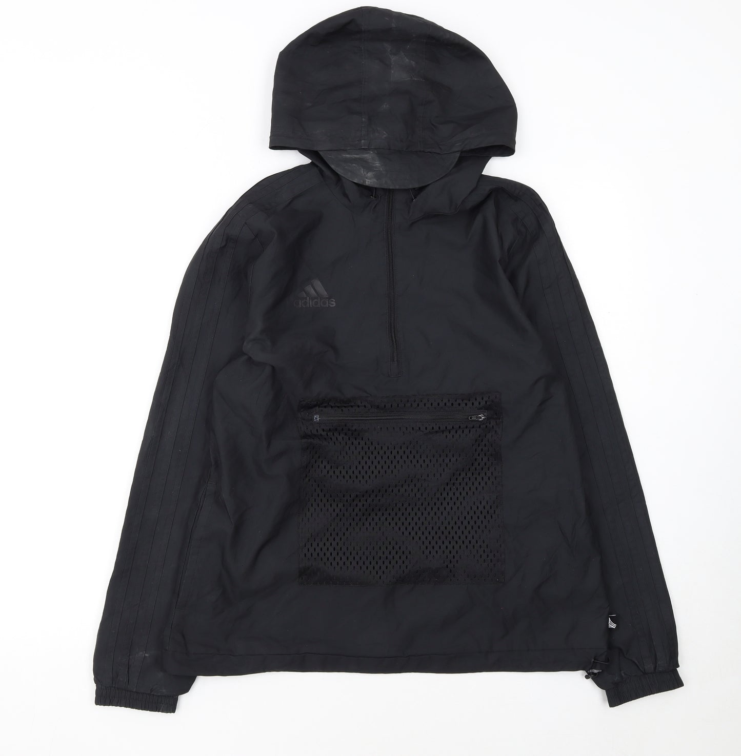Adidas Womens Black Size 12 Windbreaker Hooded Active Jacket