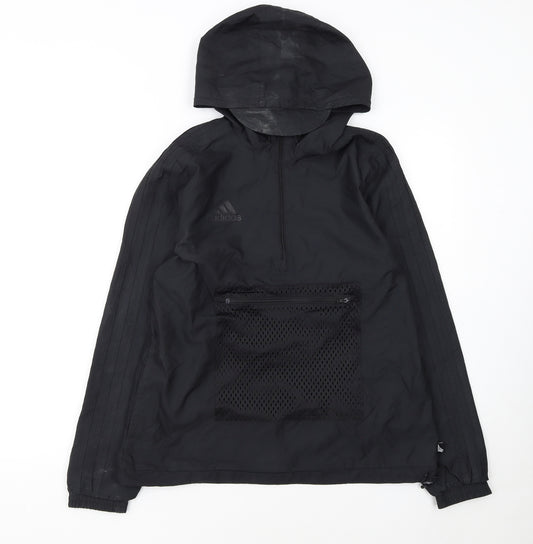 Adidas Womens Black Size 12 Windbreaker Hooded Active Jacket