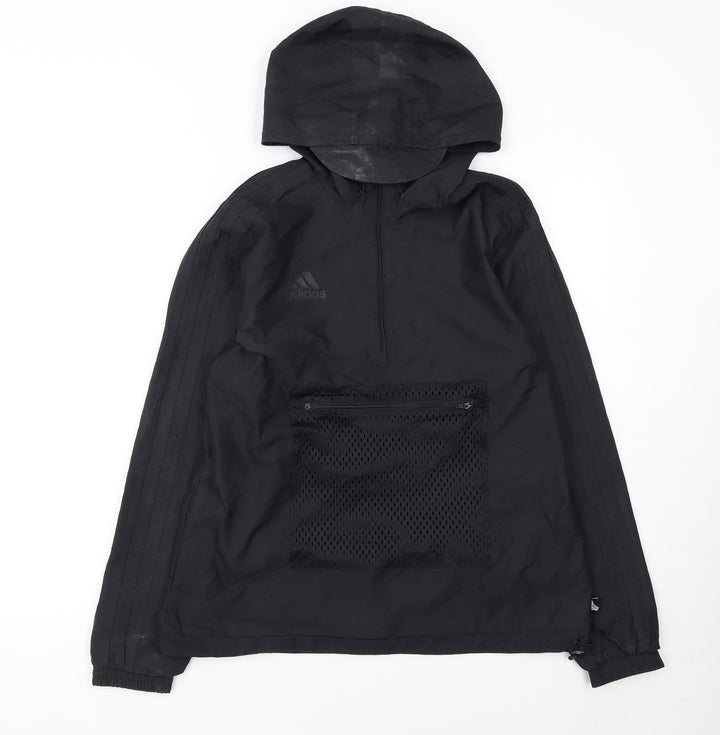Adidas Womens Black Size 12 Windbreaker Hooded Active Jacket