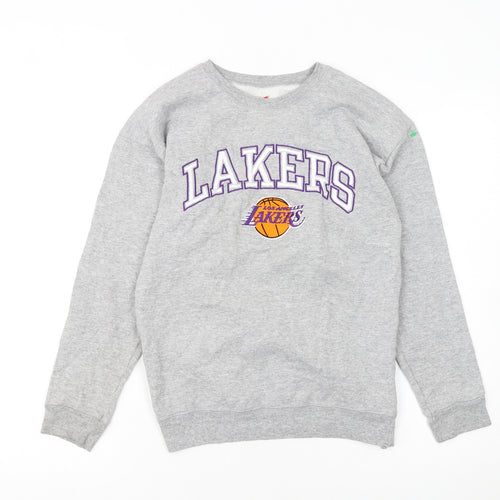 Hanes Unisex Kids Grey Lakers Pullover Sweatshirt L Fleece Sports Style