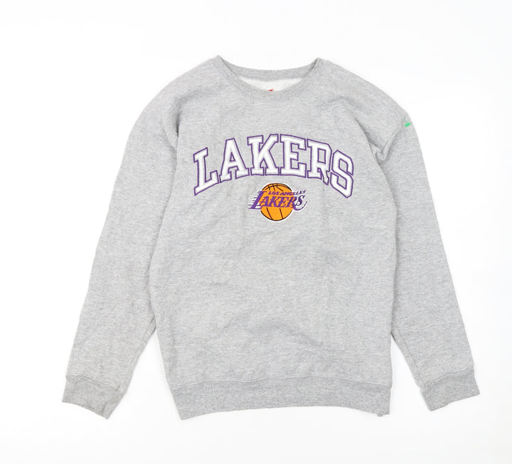 Hanes Unisex Kids Grey Lakers Pullover Sweatshirt L Fleece Sports Style