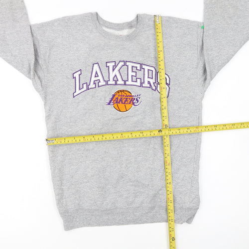 Hanes Unisex Kids Grey Lakers Pullover Sweatshirt L Fleece Sports Style