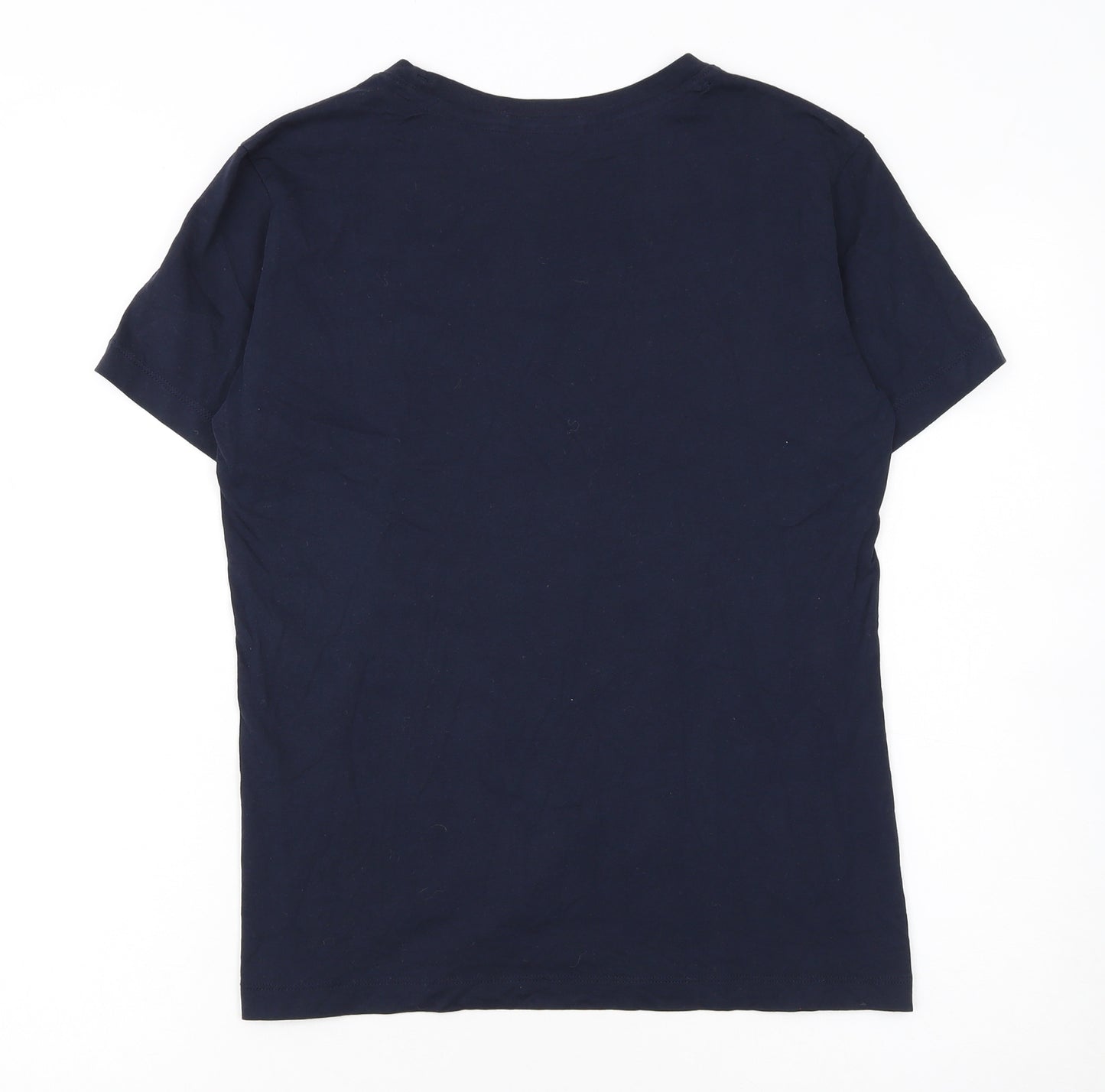 Champion Women Navy Blue Logo T-Shirt L Short Sleeve Cotton