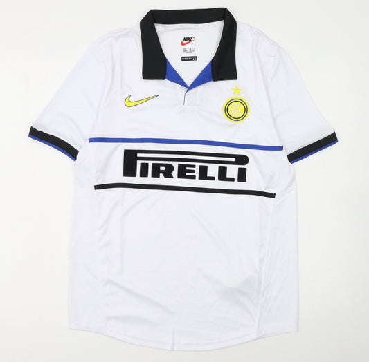 Nike Men's White Inter Milan Polo Football Jersey Shirt M