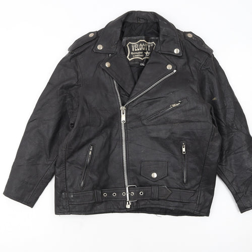 Velocity Women’s Black Genuine Leather Biker Jacket XXL