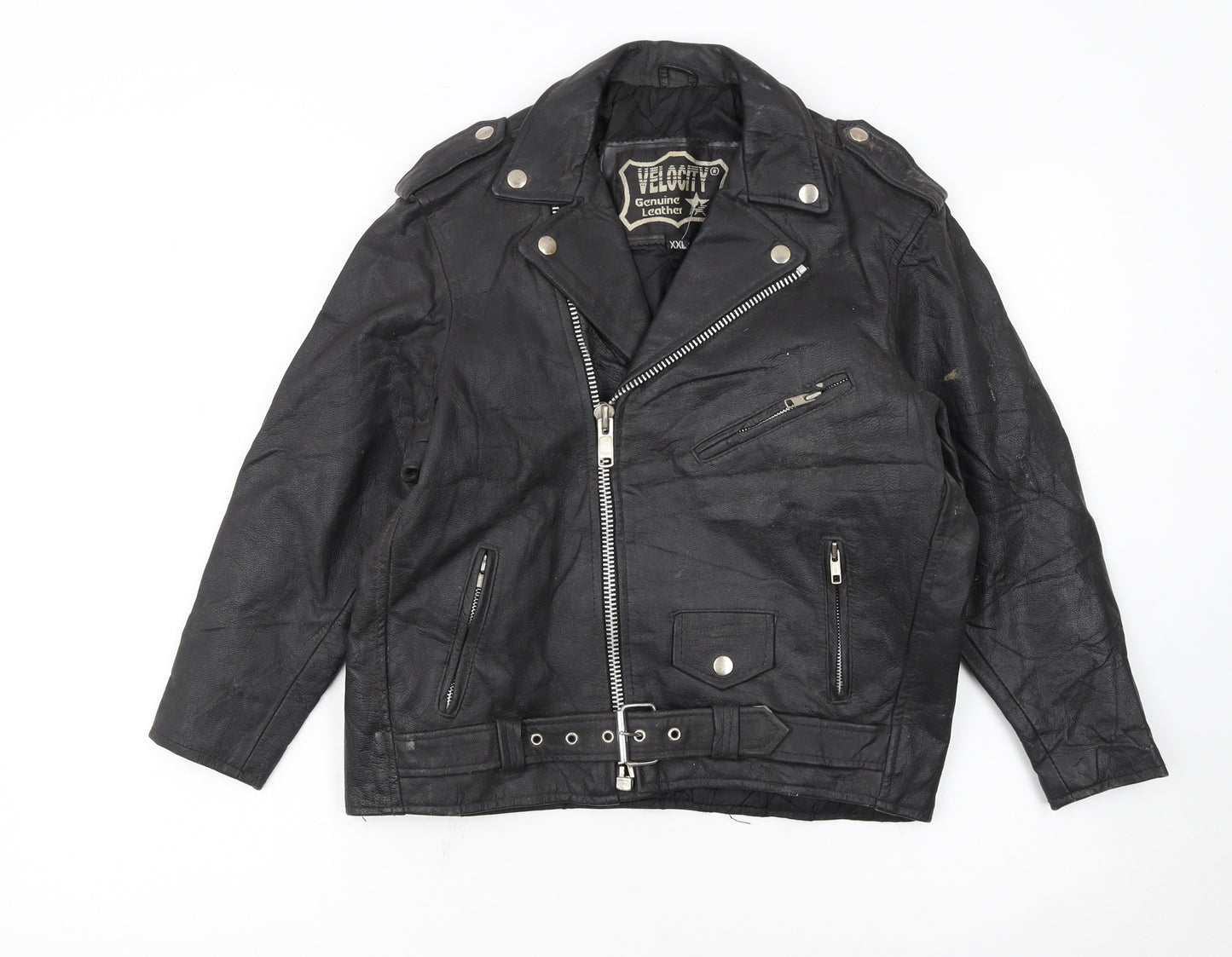 Velocity Women’s Black Genuine Leather Biker Jacket XXL