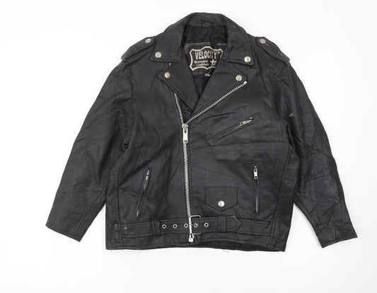 Velocity Women’s Black Genuine Leather Biker Jacket XXL