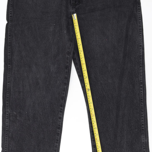 Wrangler Mens Black Straight Leg Denim Jeans 38x34 Vintage Regular Fit