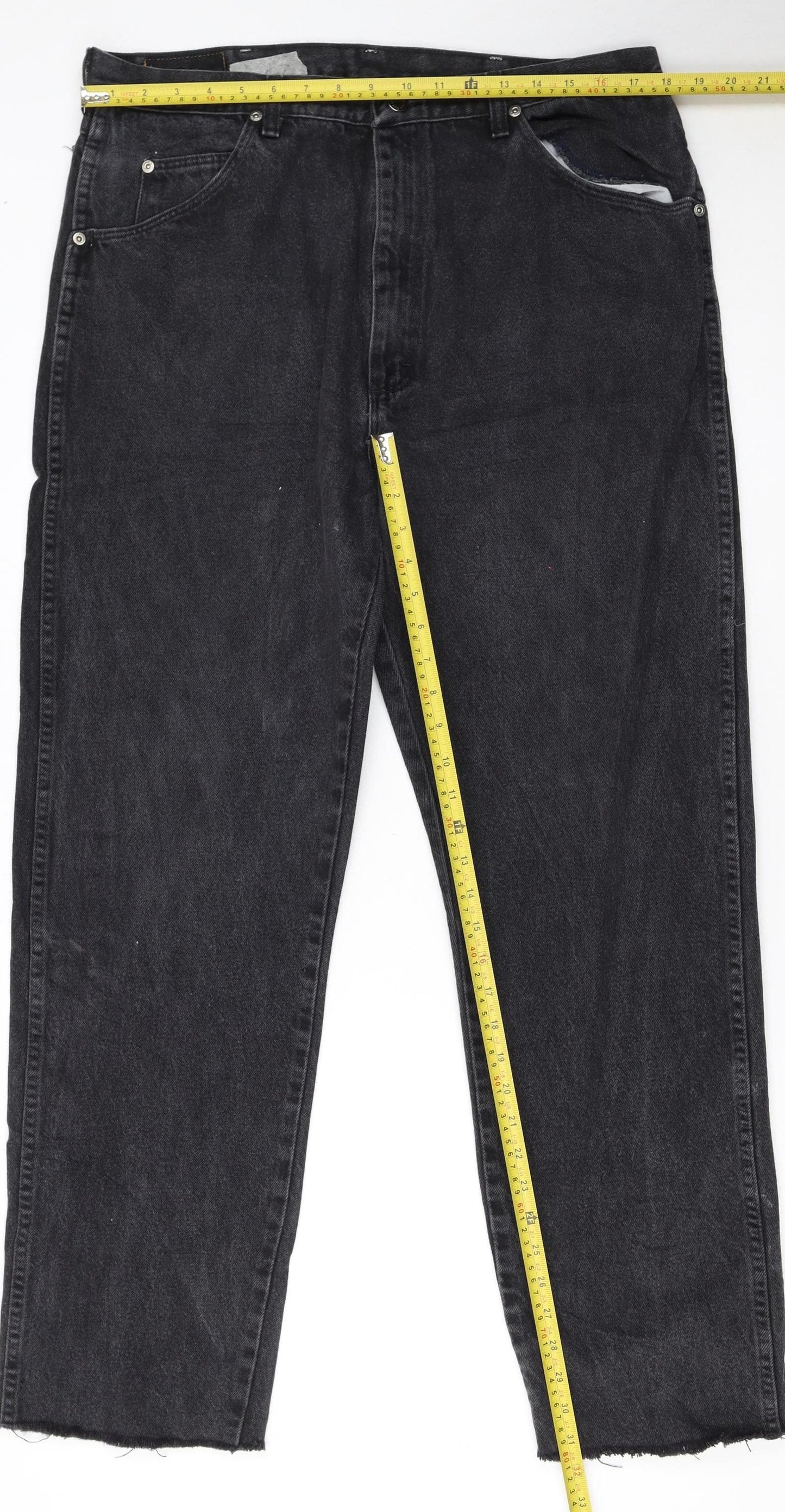 Wrangler Mens Black Straight Leg Denim Jeans 38x34 Vintage Regular Fit