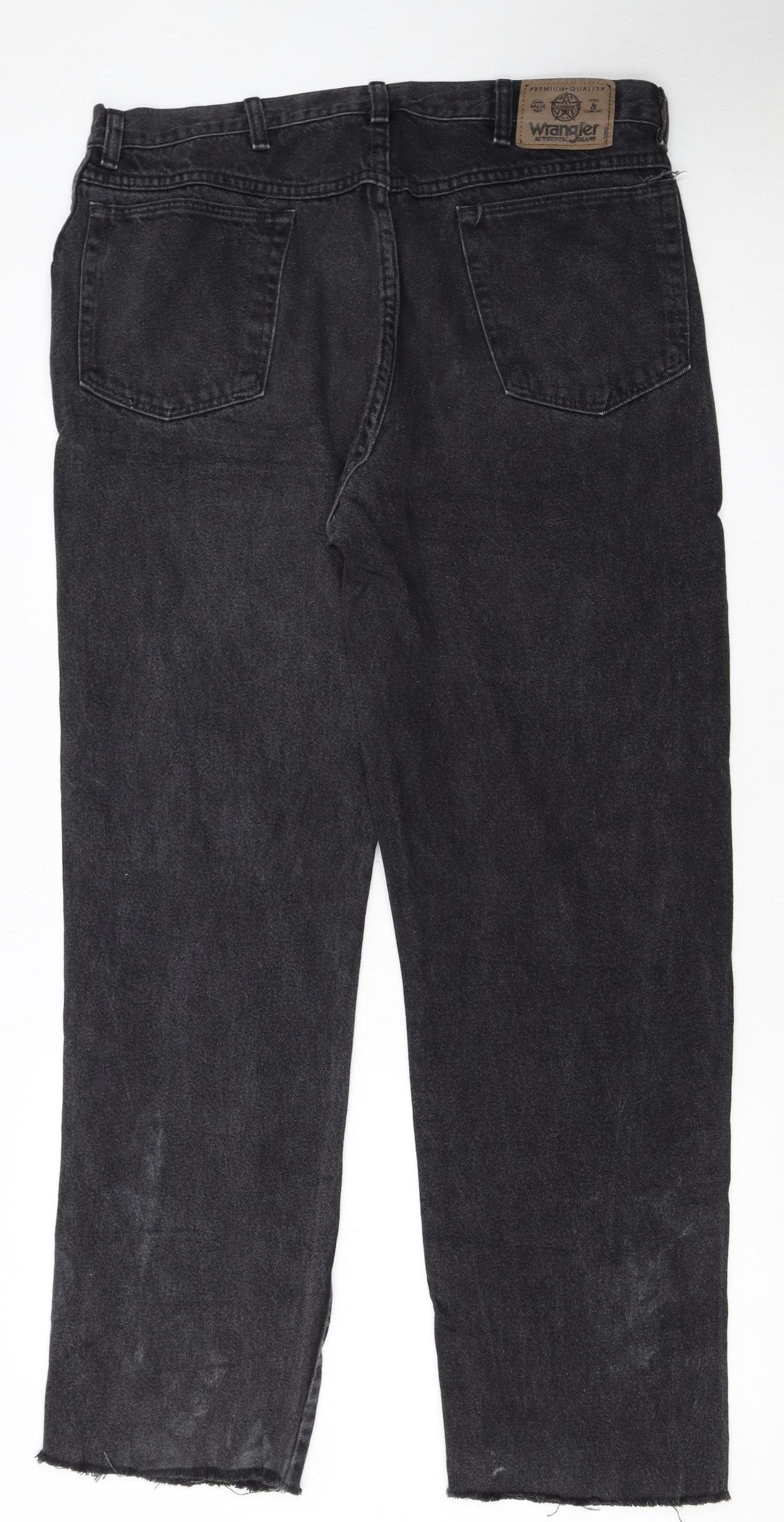Wrangler Mens Black Straight Leg Denim Jeans 38x34 Vintage Regular Fit