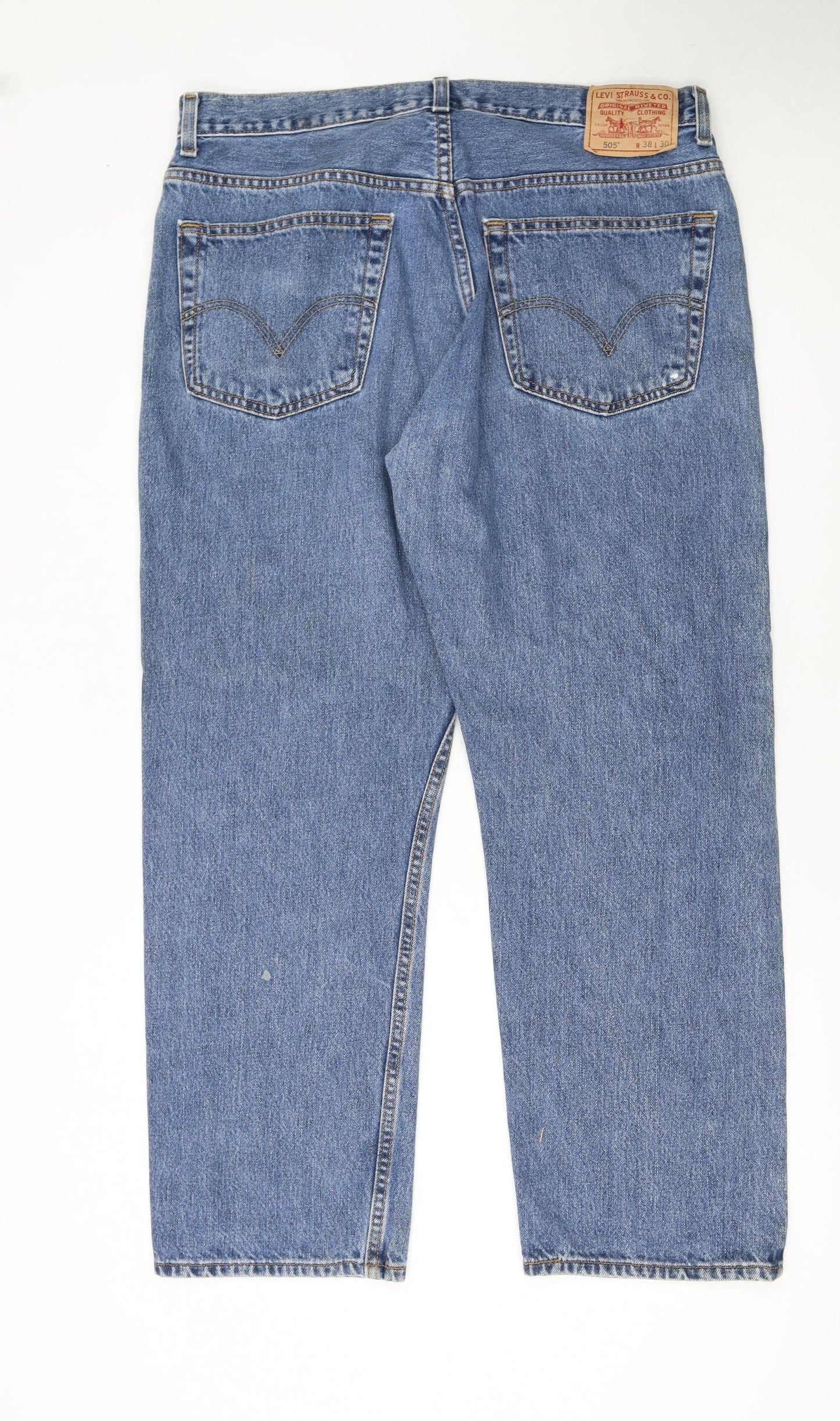 Levi's Men's Blue 505 Regular Fit Straight Leg Jeans 38W 30L