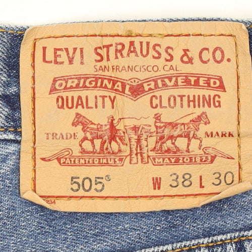 Levi's Men's Blue 505 Regular Fit Straight Leg Jeans 38W 30L