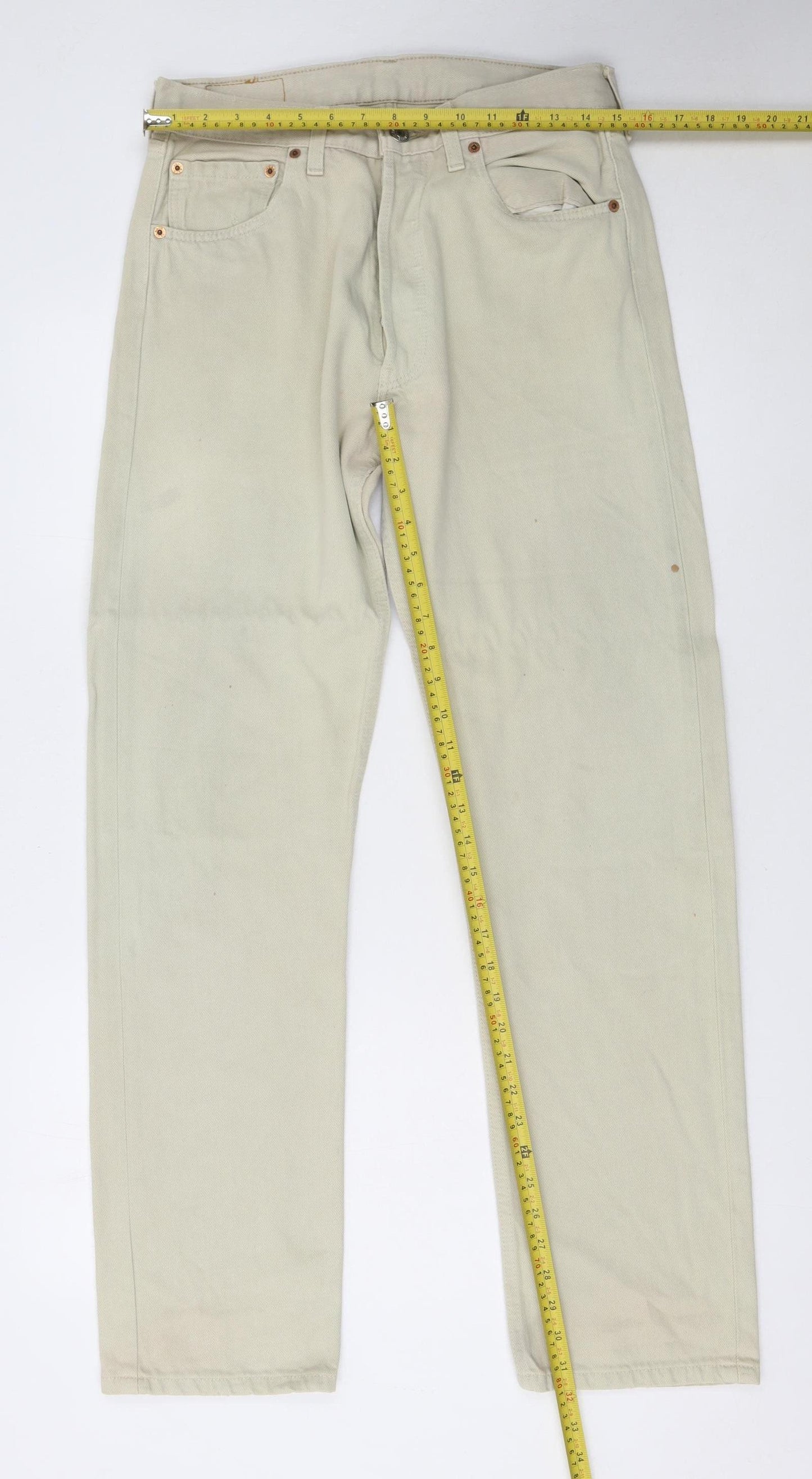 Levi's Men's Beige 501 Straight Jeans W32 L32 Classic Denim
