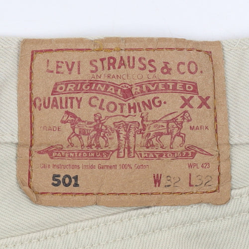 Levi's Men's Beige 501 Straight Jeans W32 L32 Classic Denim