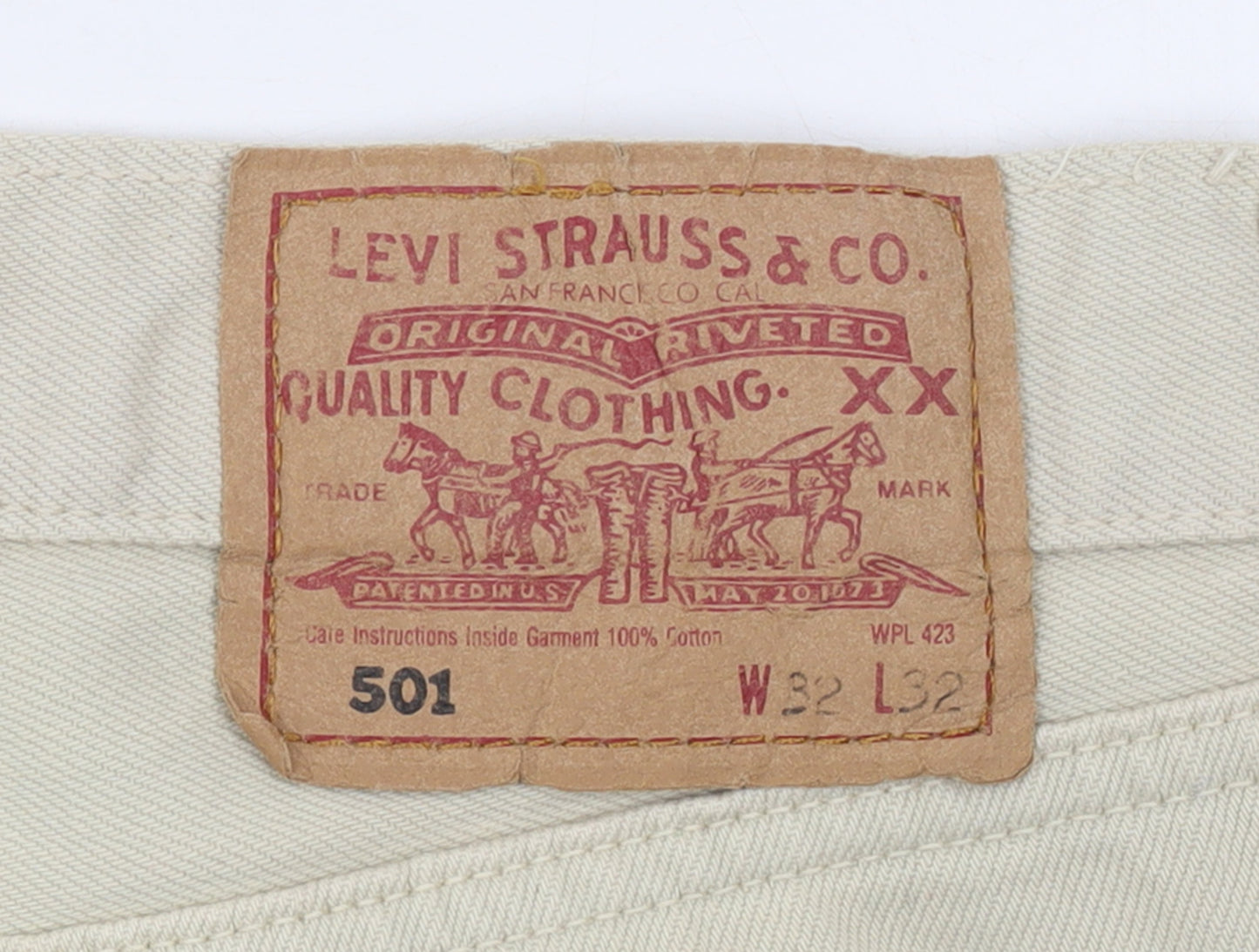 Levi's Men's Beige 501 Straight Jeans W32 L32 Classic Denim