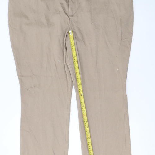 Lee Womens Beige Straight Leg Mid Rise Trousers Size 22 Stretch