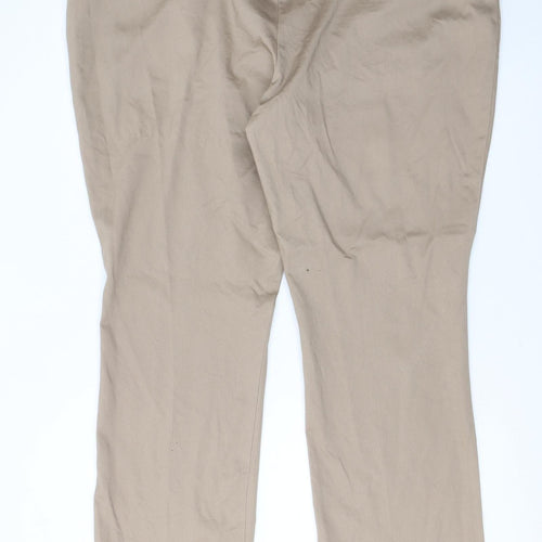 Lee Womens Beige Straight Leg Mid Rise Trousers Size 22 Stretch