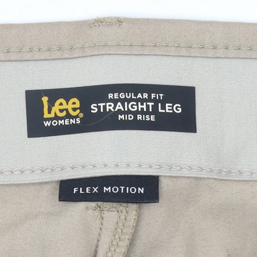 Lee Womens Beige Straight Leg Mid Rise Trousers Size 22 Stretch