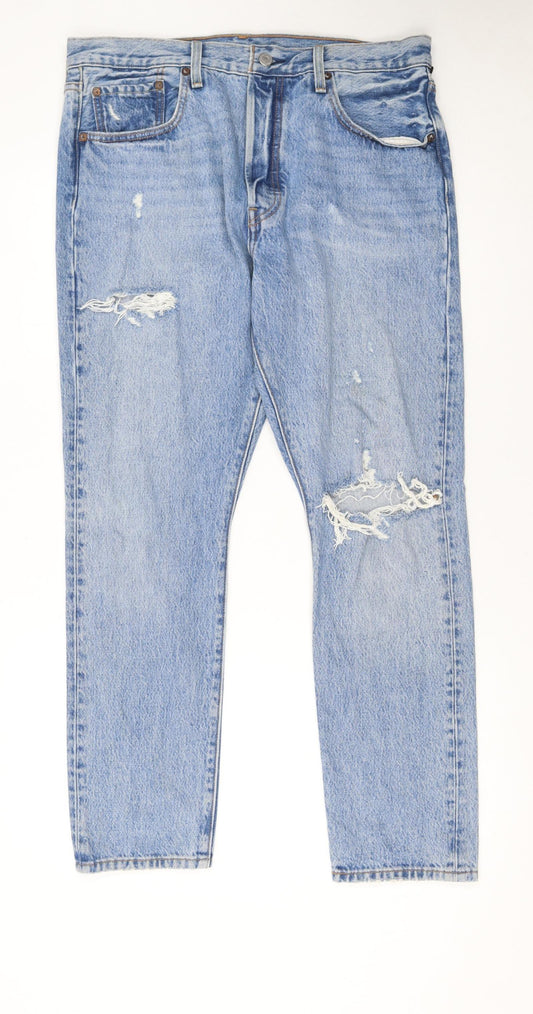 Levi’s 501 S Women Blue Distressed Straight Denim Jeans W32 L28