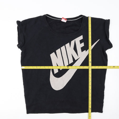 Nike Women Black Short Sleeve Pullover Sweatshirt XL Logo Print