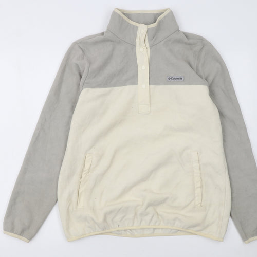 Columbia Men's Beige Grey Fleece Snap Henley Sweatshirt L