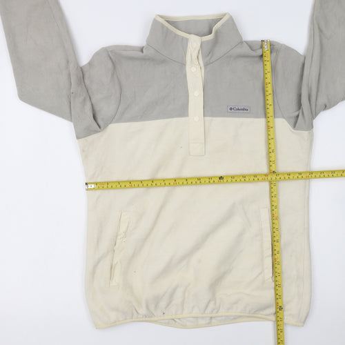 Columbia Men's Beige Grey Fleece Snap Henley Sweatshirt L