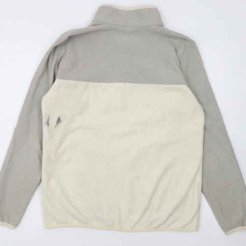 Columbia Men's Beige Grey Fleece Snap Henley Sweatshirt L