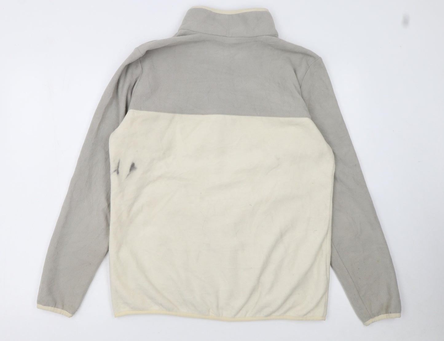 Columbia Men's Beige Grey Fleece Snap Henley Sweatshirt L