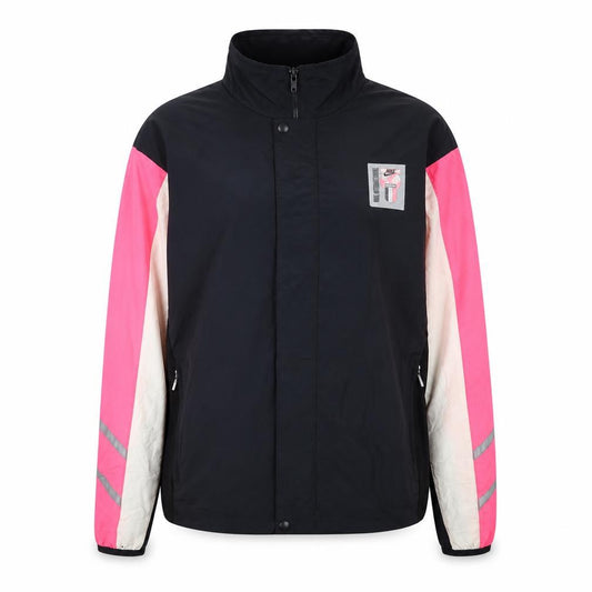 Nike Womens Black Pink Windbreaker Jacket Size L Reflective Panels