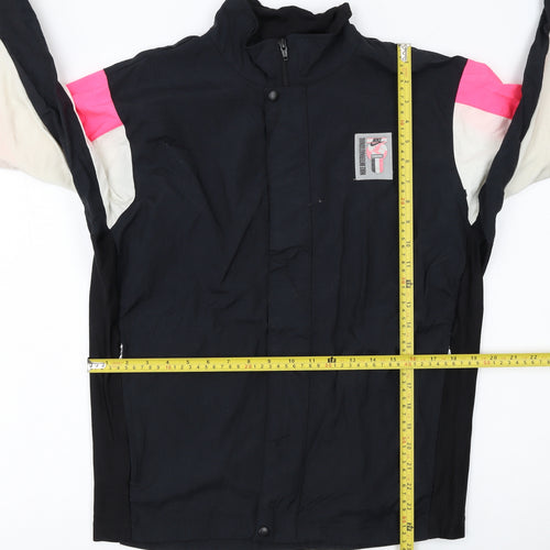 Nike Womens Black Pink Windbreaker Jacket Size L Reflective Panels