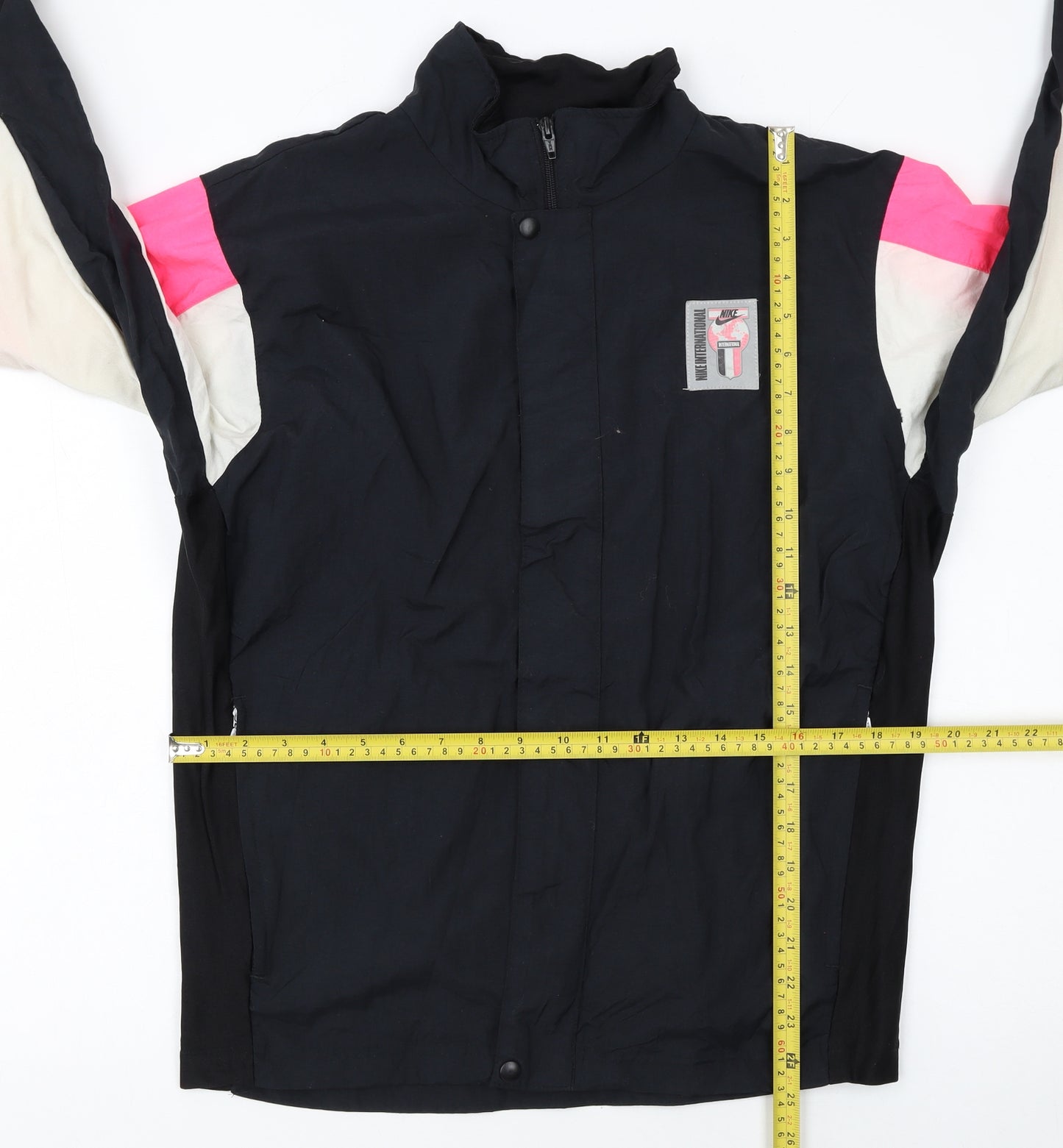 Nike Womens Black Pink Windbreaker Jacket Size L Reflective Panels