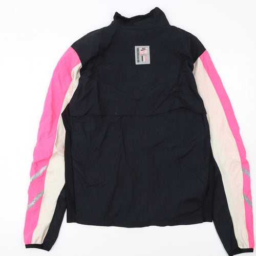 Nike Womens Black Pink Windbreaker Jacket Size L Reflective Panels
