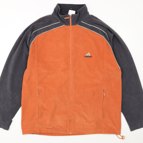 Adidas Men's Orange Black Track Jacket Size L Fleece Sportswear