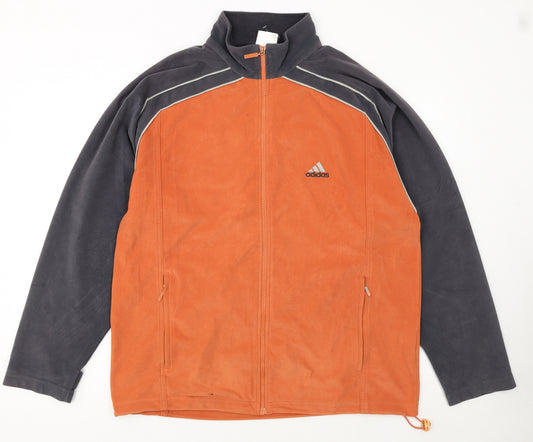 Adidas Men's Orange Black Track Jacket Size L Fleece Sportswear