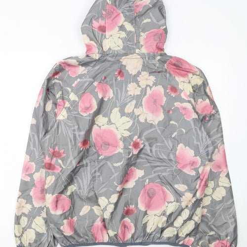 Miss London Womens Grey Floral Hooded Rain Jacket XL