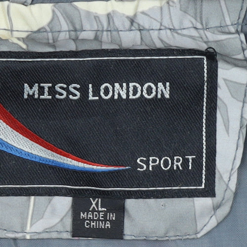 Miss London Womens Grey Floral Hooded Rain Jacket XL