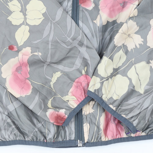 Miss London Womens Grey Floral Hooded Rain Jacket XL