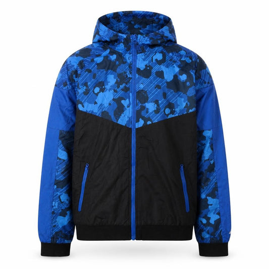 Russell Boys Blue Camouflage Hooded Windbreaker Jacket Size 18 Years
