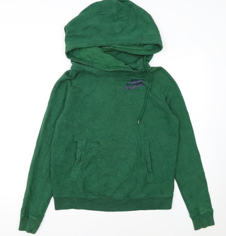 Nike Women’s Green Pullover Hoodie Medium Logo Print Sportswear