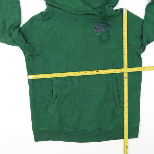 Nike Women’s Green Pullover Hoodie Medium Logo Print Sportswear